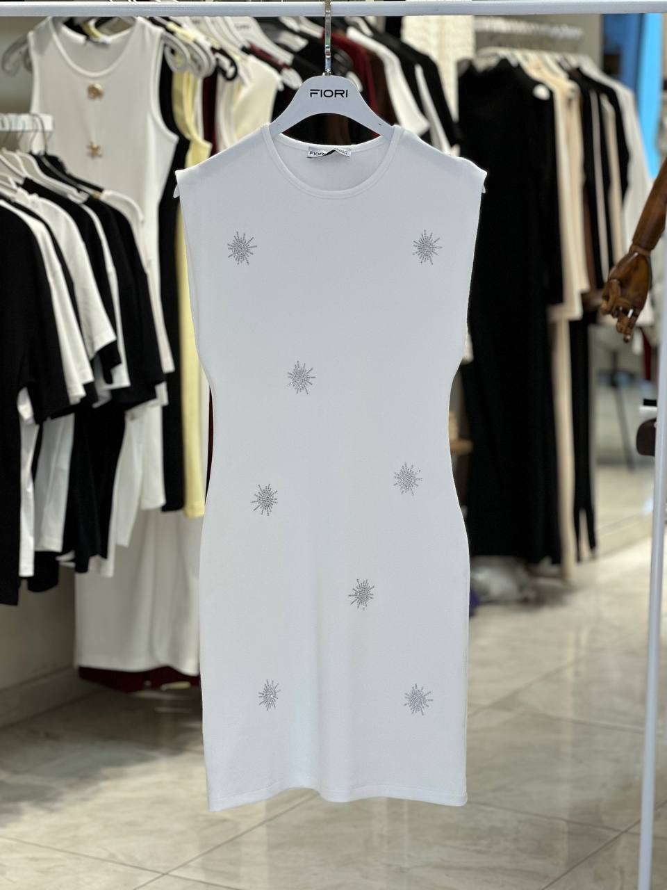 Beyaz Payet Detaylı Bodycon Mini Elbise