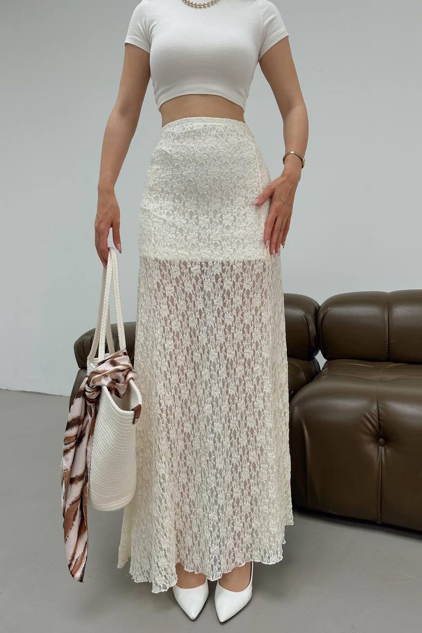 White Elegant Casual Sexy Flared Maxi Skirt High Waist