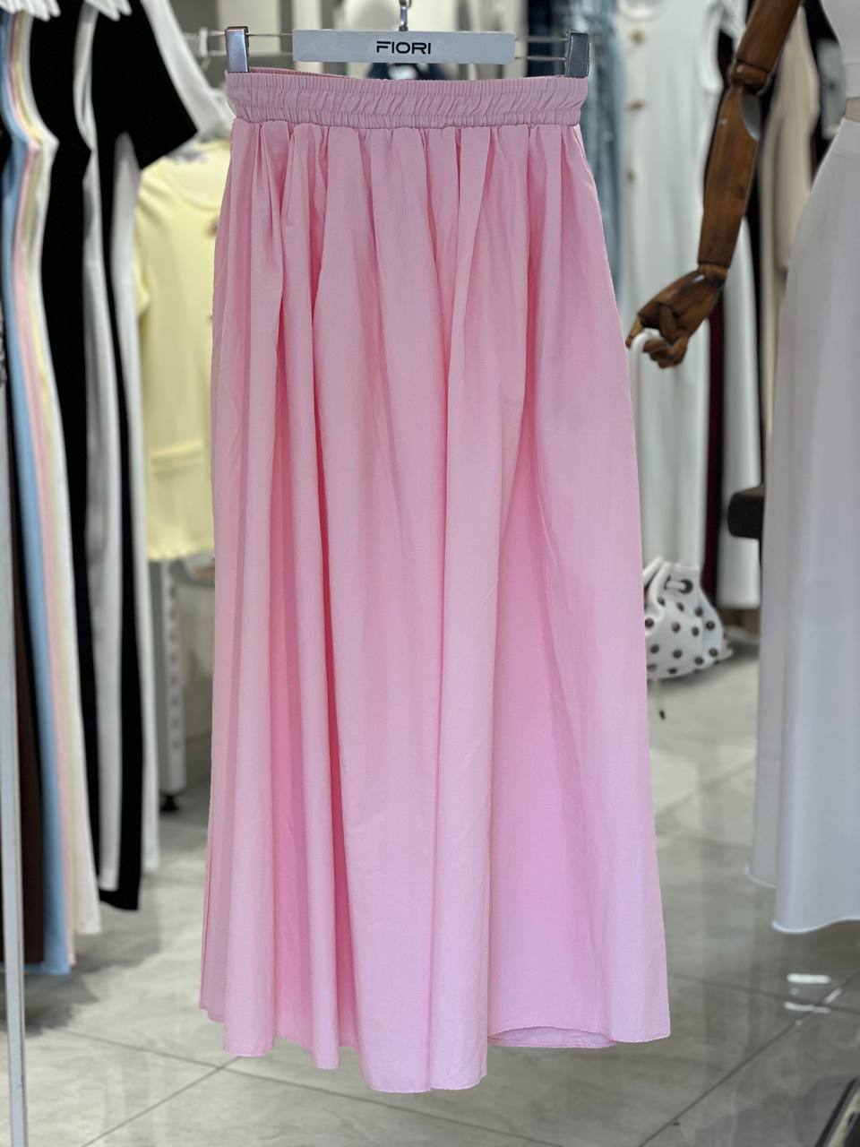 Pembe Flared Maksi Etek Yüksek Bel Gündelik Boho Zarif