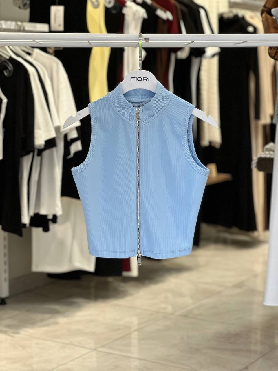 Mavi Crop Top Dar Kalıp Balıkçı Yaka Japone Kol