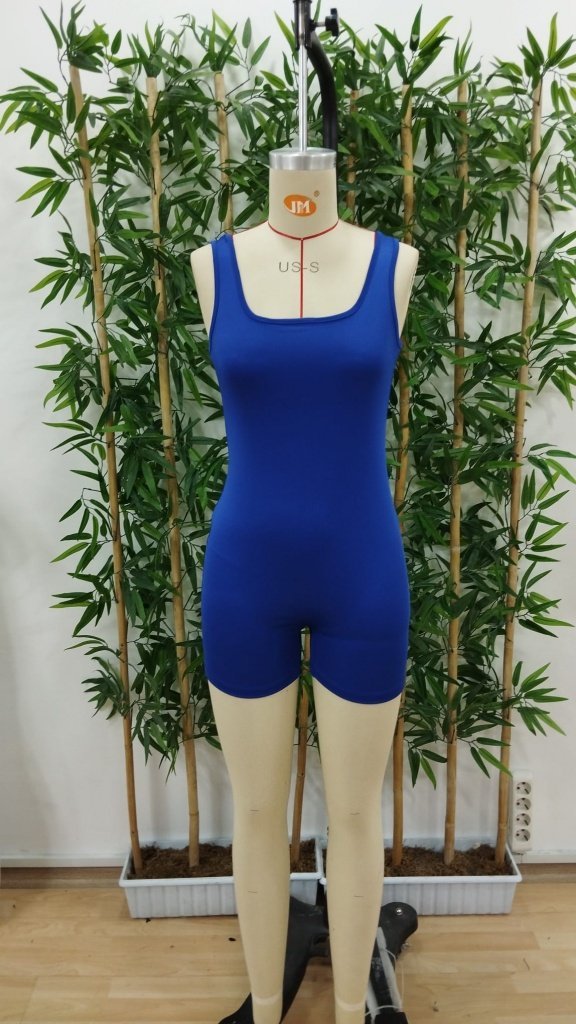 Kadın Kare Yaka Sırt Dekolte Detay Dalgıç Bodycon Mini Tulum, 35893