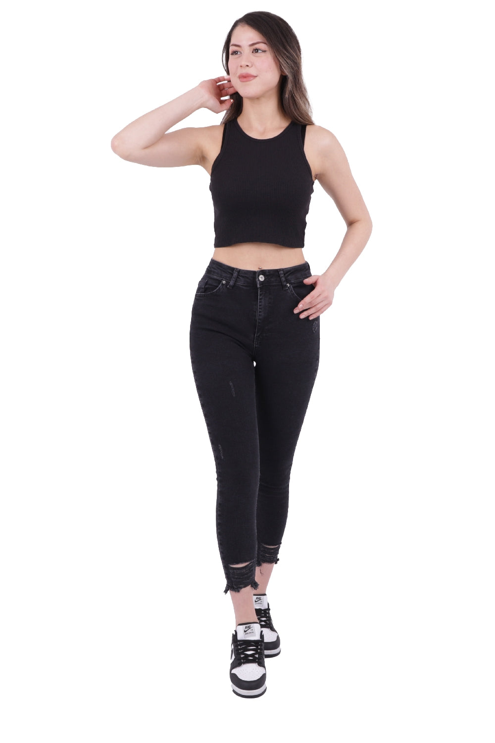 Paçası Skinny Pantolon - Düz Antrasit - (26-31) - 2