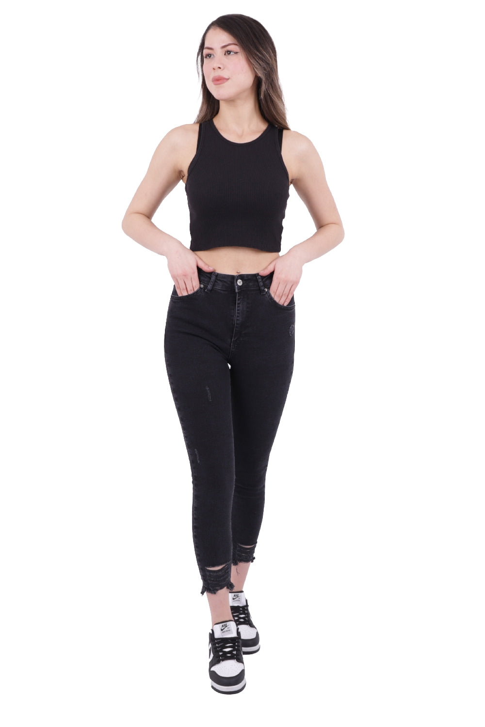 Paçası Skinny Pantolon Düz Antrasit
