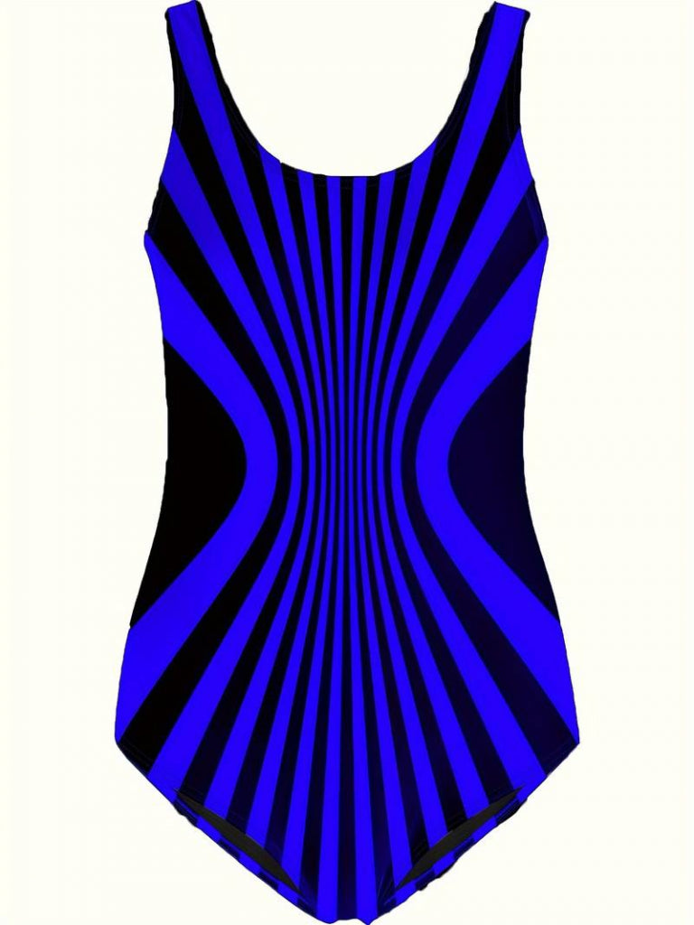 Women's Round Neck Strappy Printed Scuba Swimsuit, 17875
