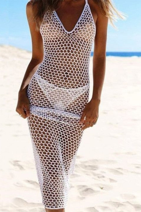 Women's Fishnet Knit Full-Length Strappy Pareo, 18053