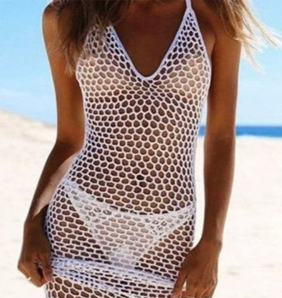 Women's Fishnet Knit Full-Length Strappy Pareo, 18053