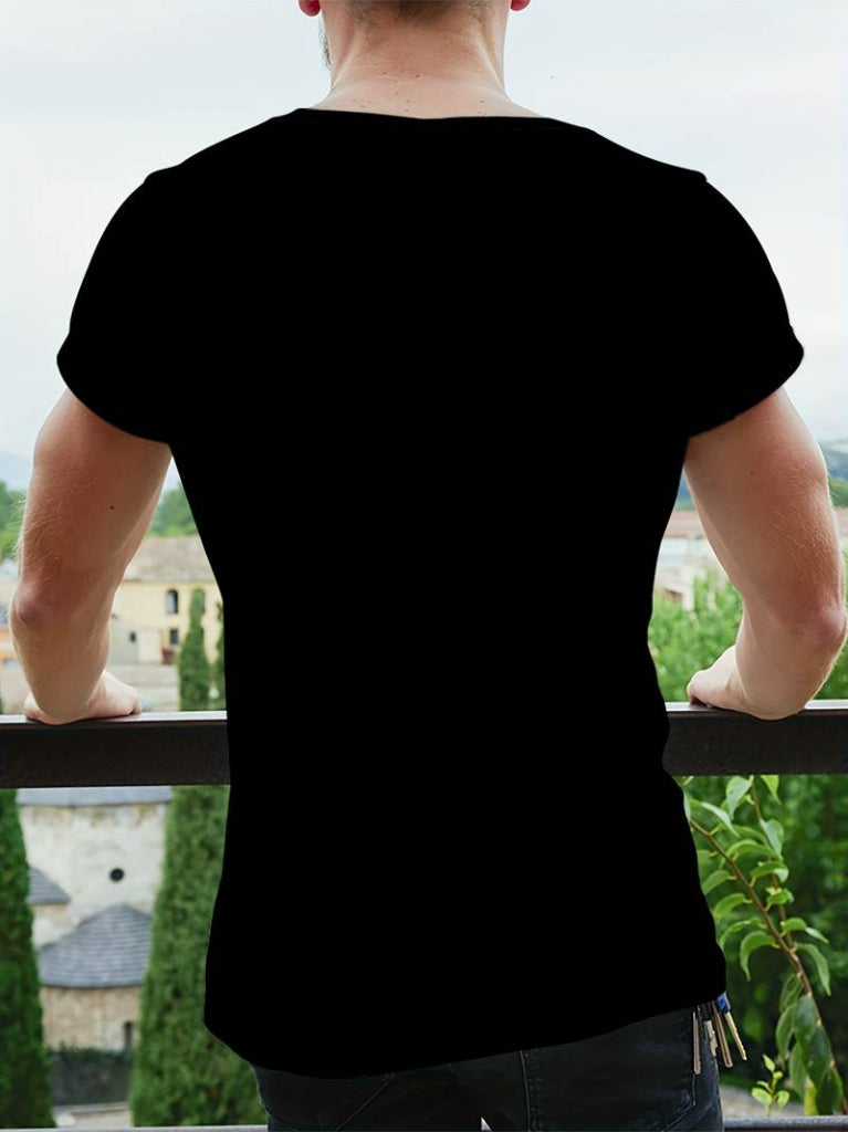 Erkekkısa Kollu Yuvarlak Yaka Desenli Viskon T-shirt, 18489