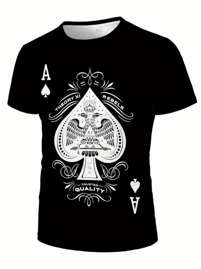 Erkekkısa Kollu Yuvarlak Yaka Desenli Viskon T-shirt, 18489