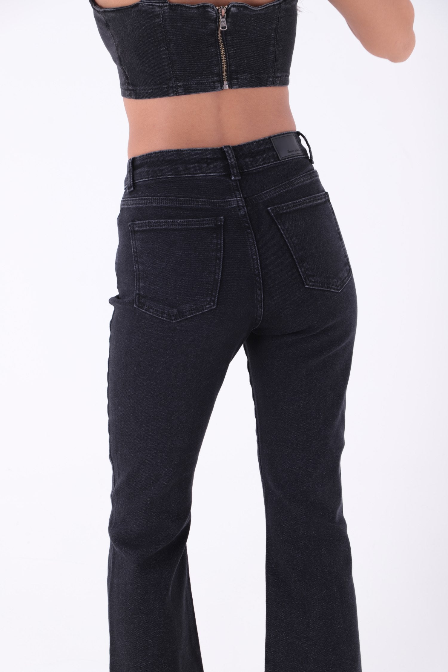Püsküllü Parçalı Kot Pantolon - Düz Antrasit - (28-33) - 5
