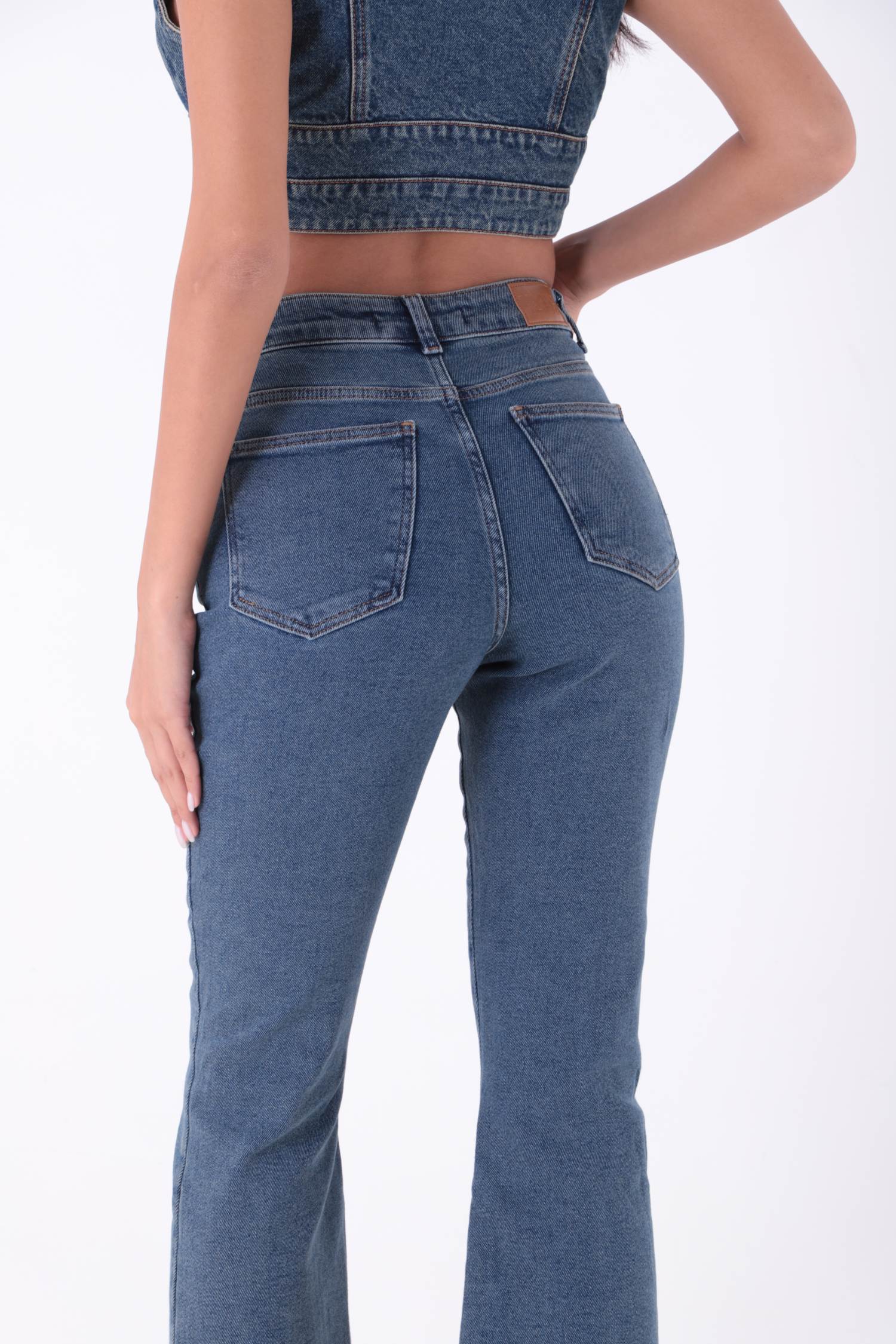Püsküllü Parçalı Kot Pantolon - Orta Mavi ve Tintli - (28-33) - 5