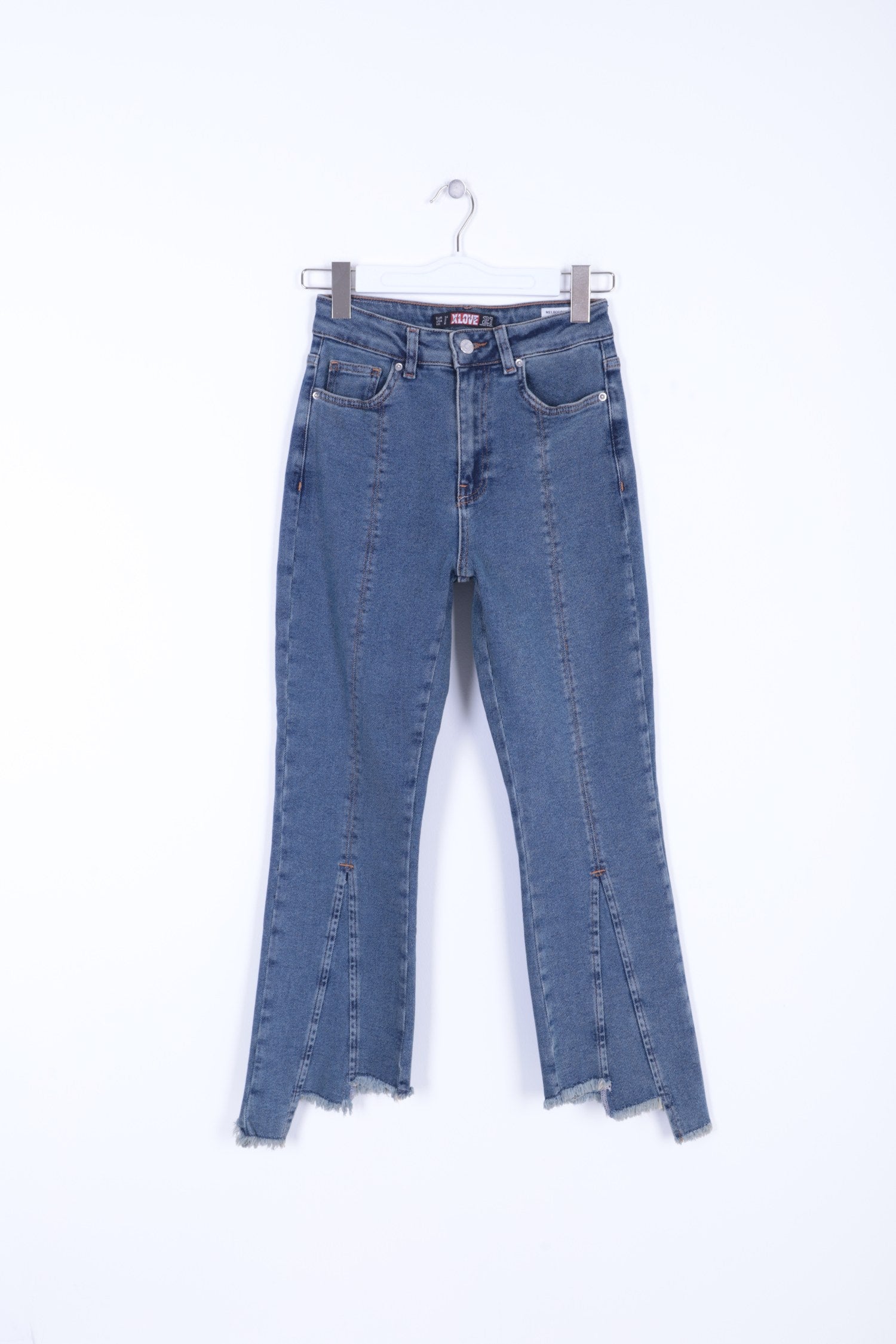 Püsküllü Parçalı Kot Pantolon - Orta Mavi ve Tintli - (28-33) - 6