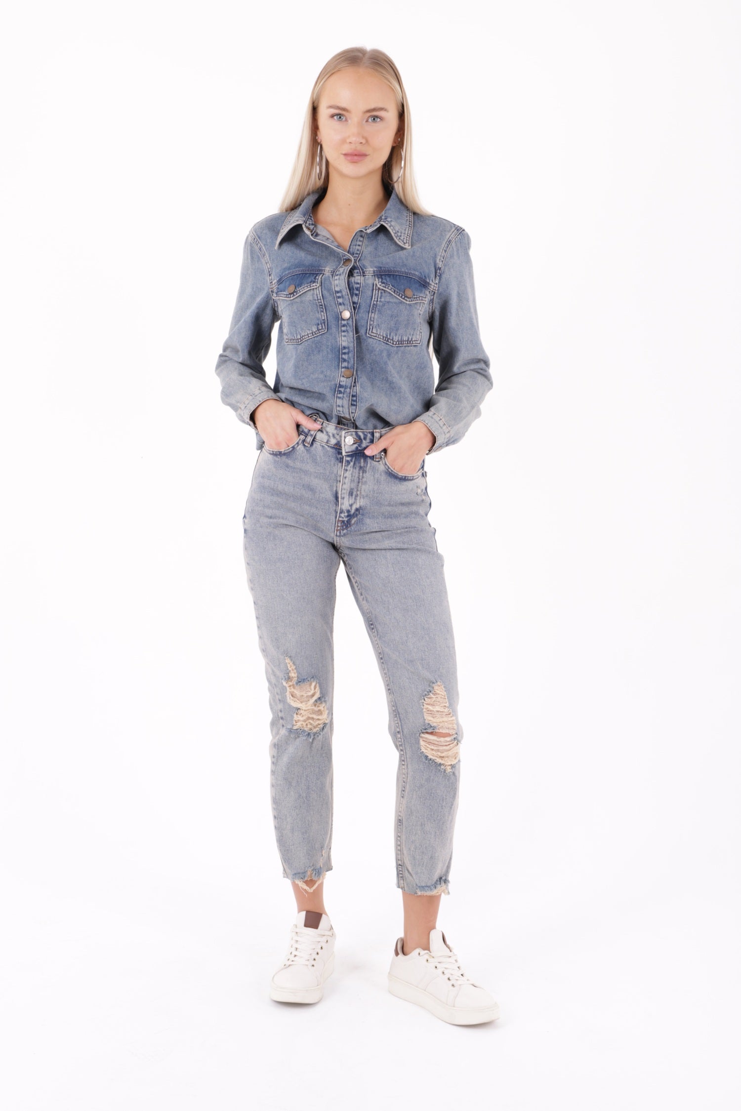 Mom Fit Kot Pantolon Koyu Tintli Kot
