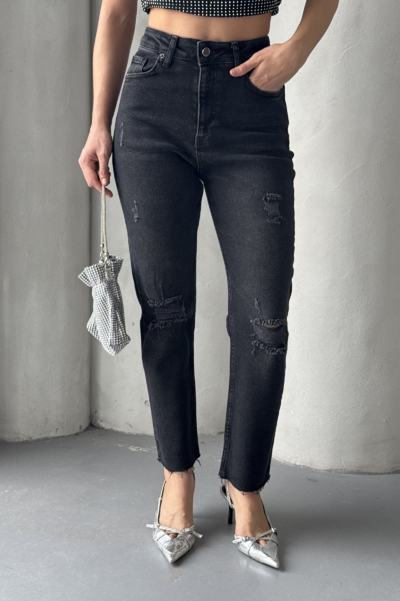 Mom Fit Kot Pantolon Antrasit Kot