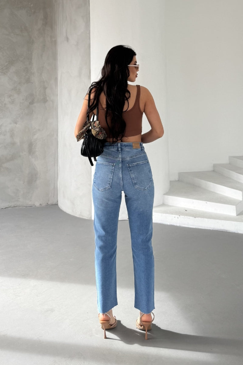 Mom Fit Kot Pantolon - Açık Mavi Kot - (26-31) - 3