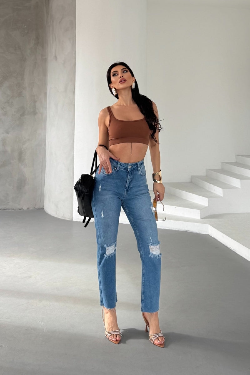 Mom Fit Kot Pantolon Açık Mavi Kot