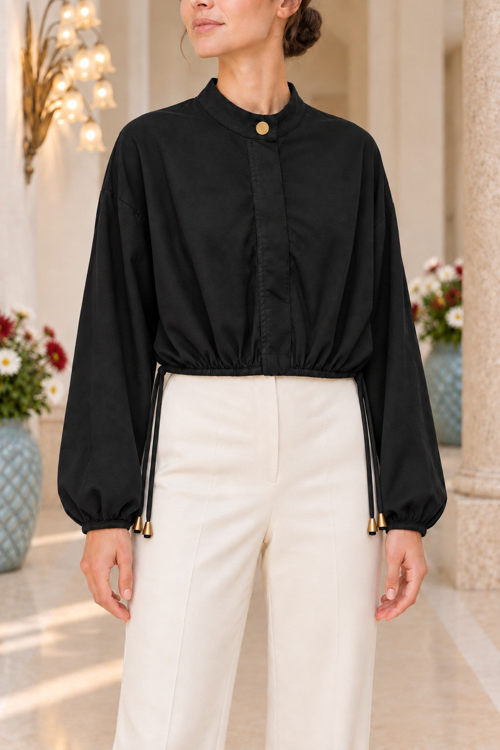 Beli Bağcıklı Crop Gömlek 6388