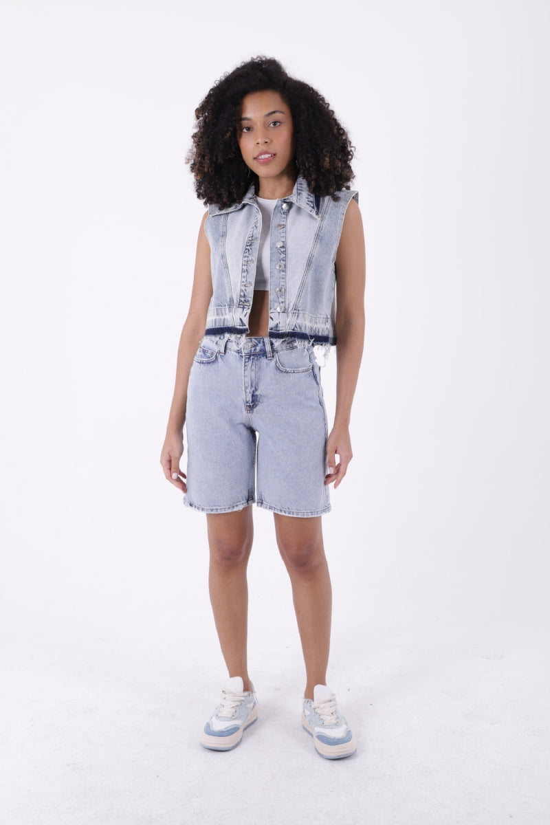 Orta Boy Kot Şort 2001 Kar Yıkama Açık Mavi