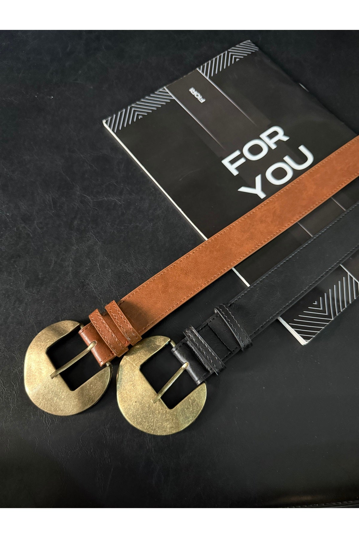 2'li Suni Deri Oval Tokalı Kadın Pantolon Kemeri, Ceket Kemeri, Gömlek Kemeri, Elbise Kemeri