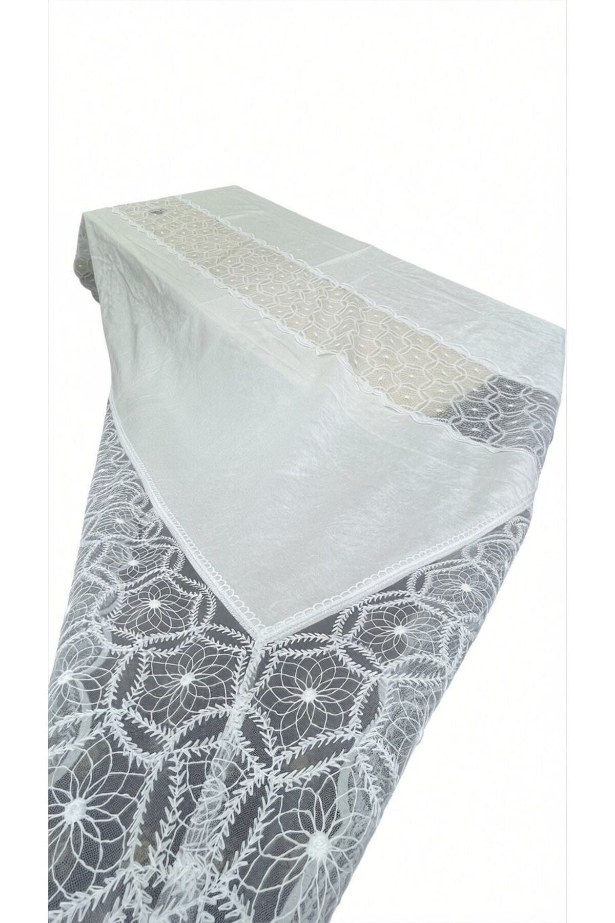VELVET TABLECLOTH FOR 8 PEOPLE WHITE 160*220CM