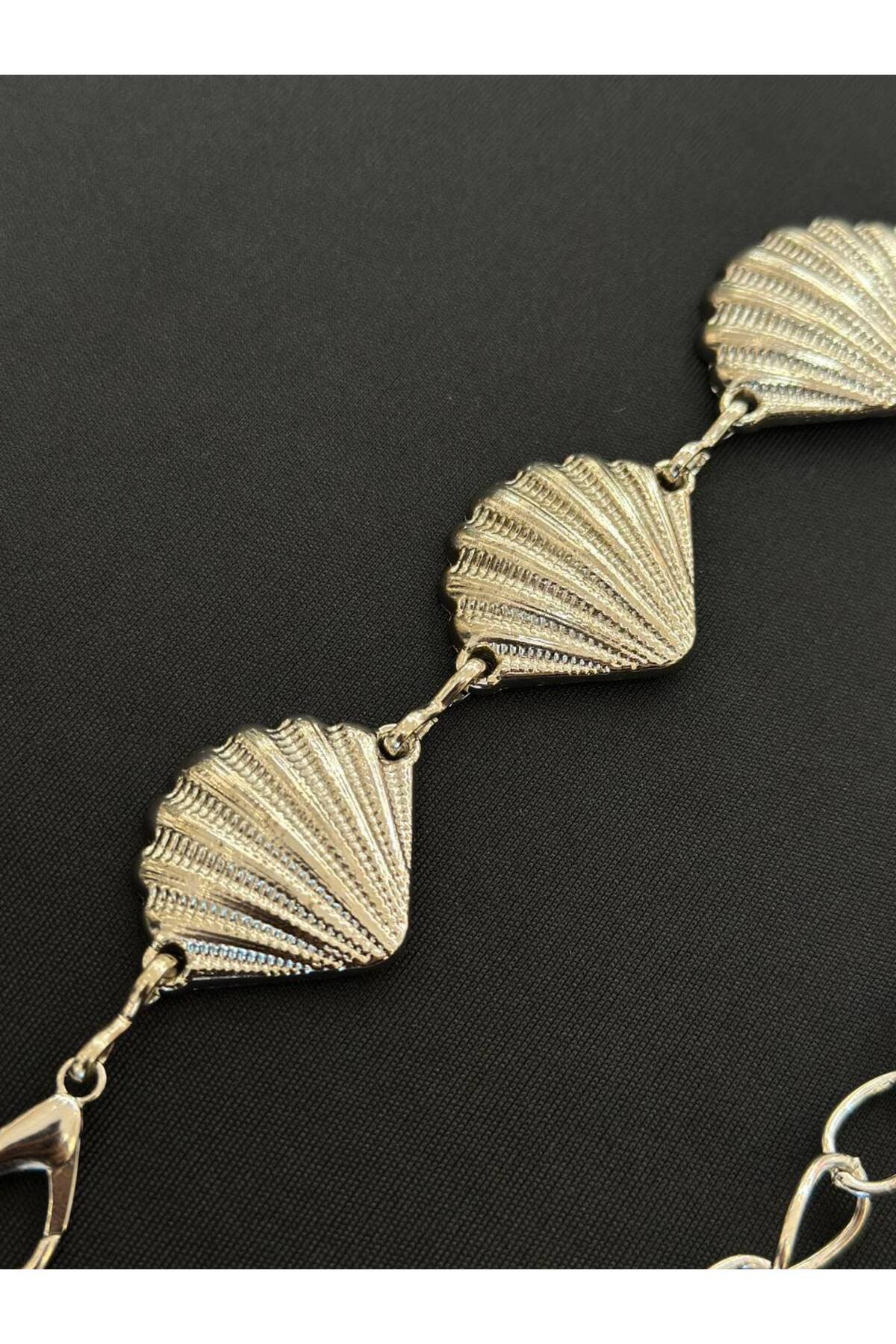 Gümüş Detaylı İsridye Zincir Kemer Bel Kemeri,Elbise Kemeri,Etek Kemeri,Pantolon Kemeri