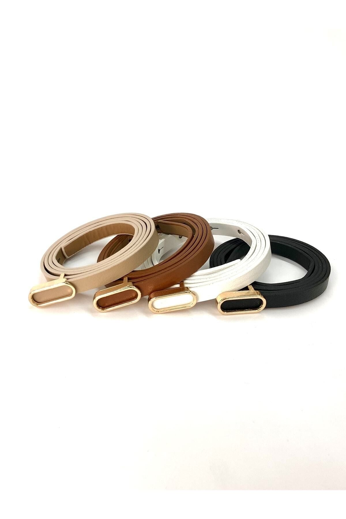 4'lü Ithal Oval Gold Tokalı Ince Kemer, Pantolon Kemeri, Gömlek Kemeri, Ceket Kemeri