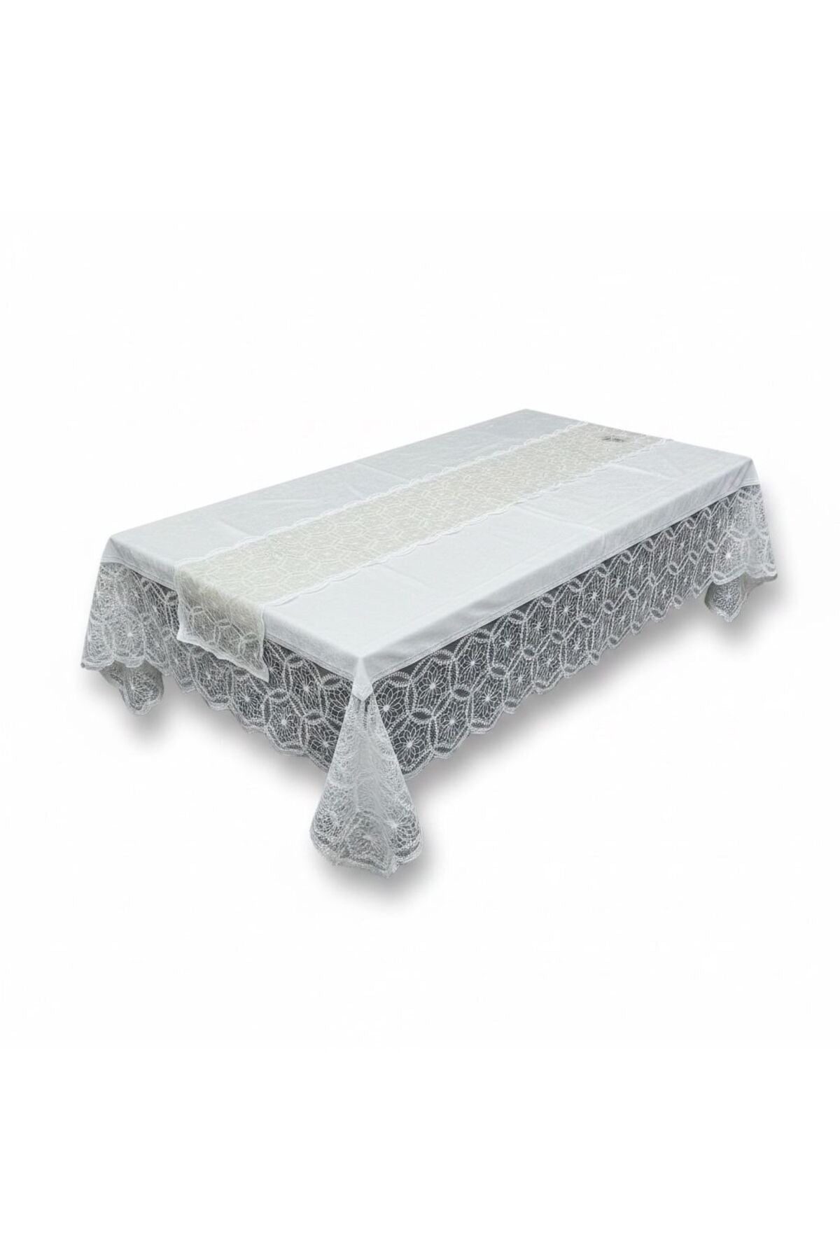 VELVET TABLECLOTH FOR 8 PEOPLE WHITE 160*220CM