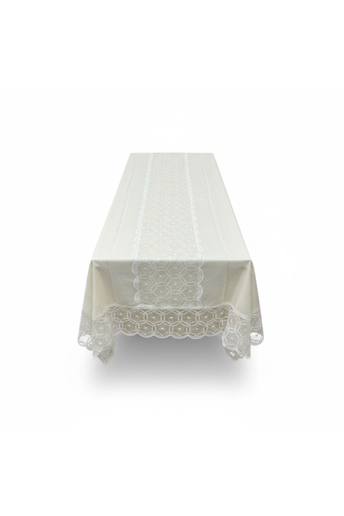 VELVET TABLECLOTH FOR 8 PEOPLE WHITE 160*220CM