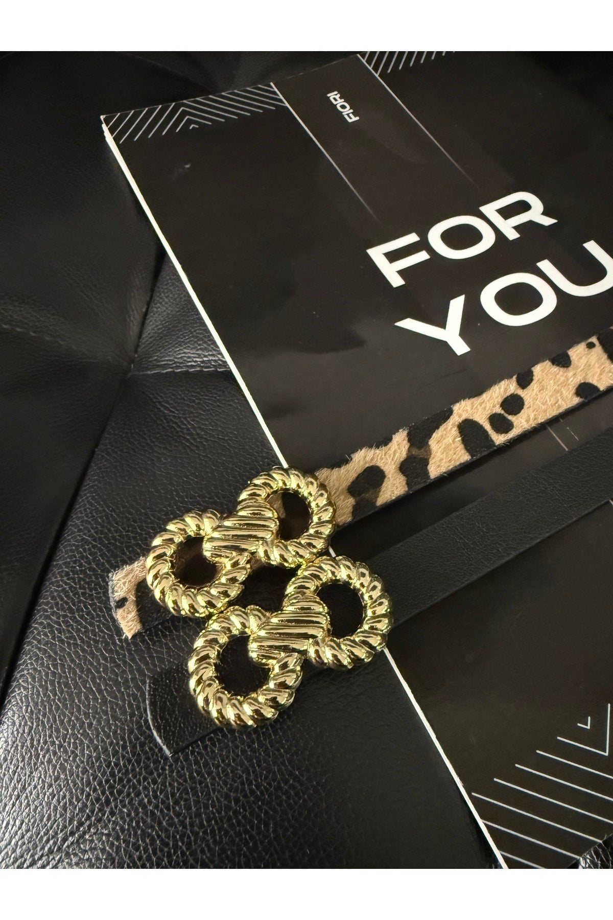 Burgu Gold Tokalı İnce Leopar Kadın Kemeri, Ceket Kemeri, Gömlek Kemeri, Elbise Kemeri