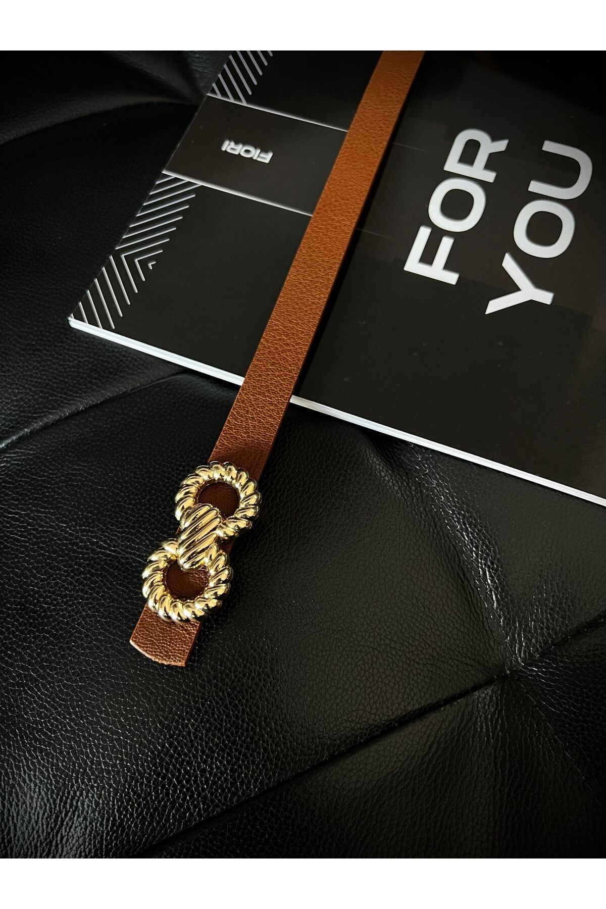 Burgu Gold Tokalı Taba İnce Kadın Kemeri, Ceket Kemeri, Gömlek Kemeri, Elbise Kemeri