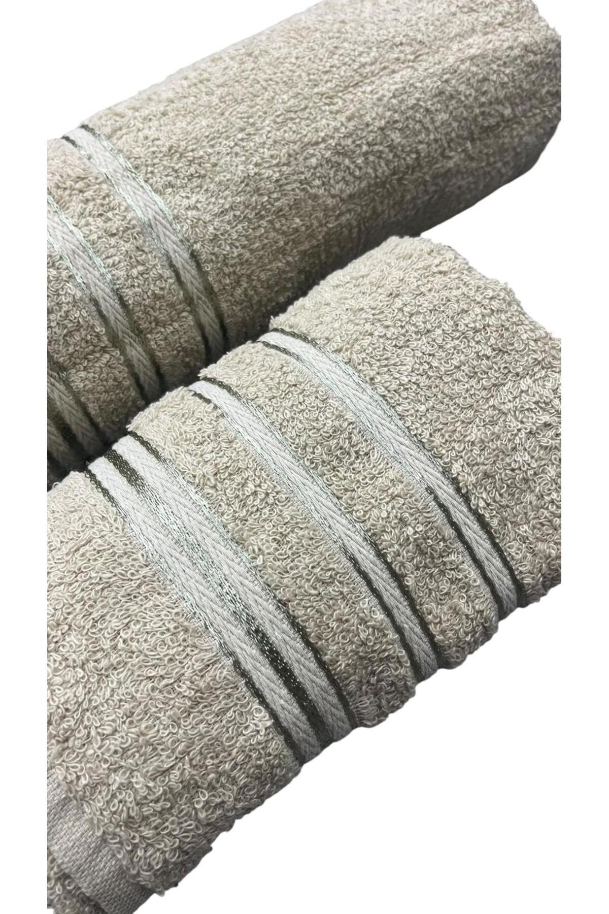 2 PIECE BATH AND HAND TOWEL SET BROWN COTTON