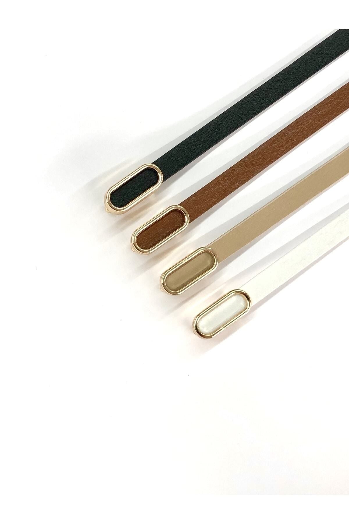 4'lü Ithal Oval Gold Tokalı Ince Kemer, Pantolon Kemeri, Gömlek Kemeri, Ceket Kemeri