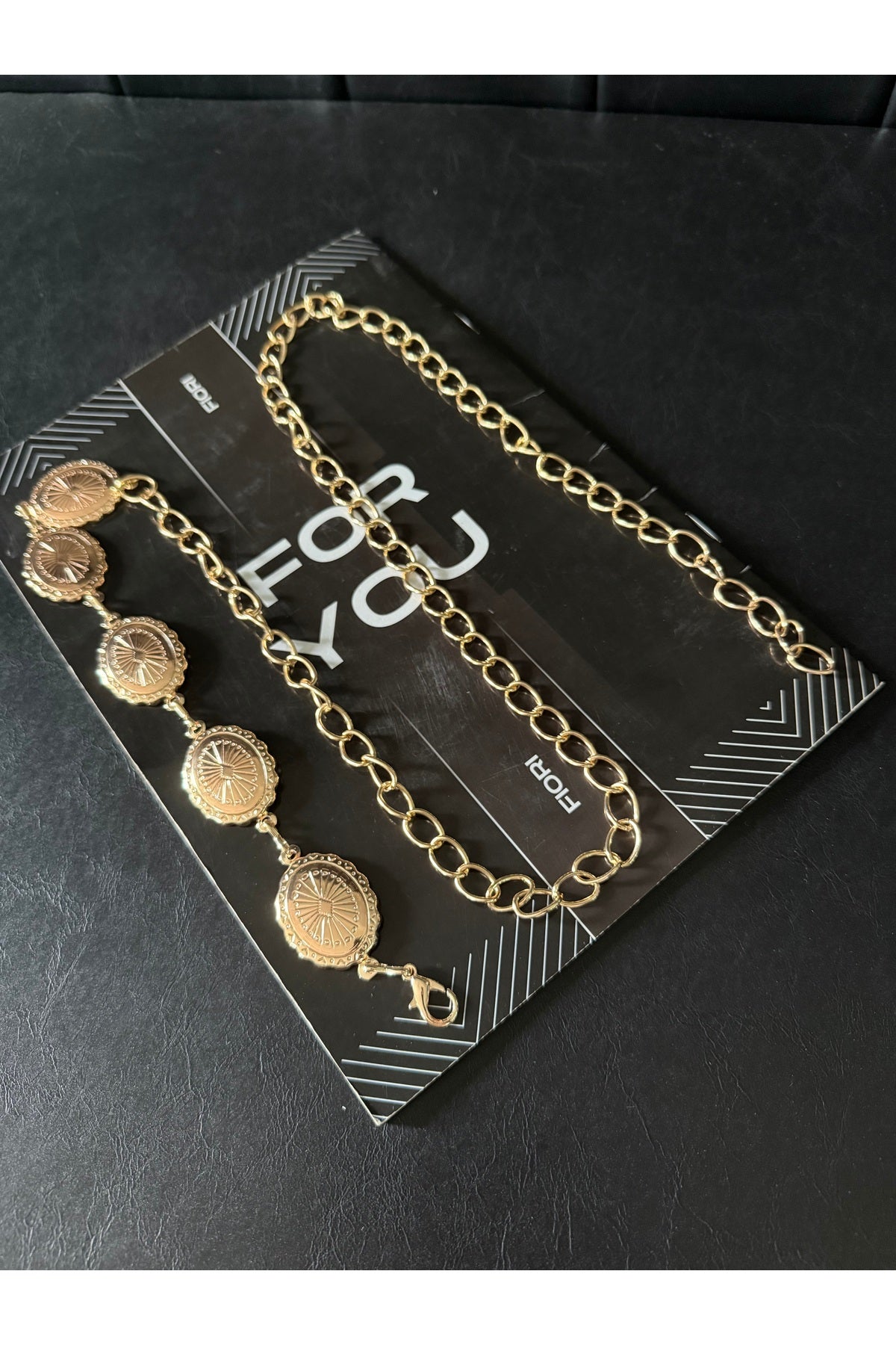 Papatya Gold Detaylı Kadın Bel Zinciri Bel Kemeri,Elbise Kemeri,Etek Kemeri,Pantolon Kemeri