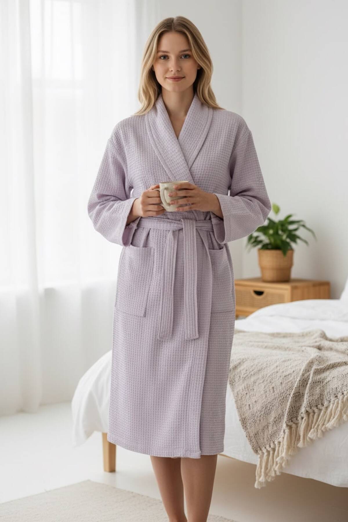 summer plus size bathrobe lilac - Purple