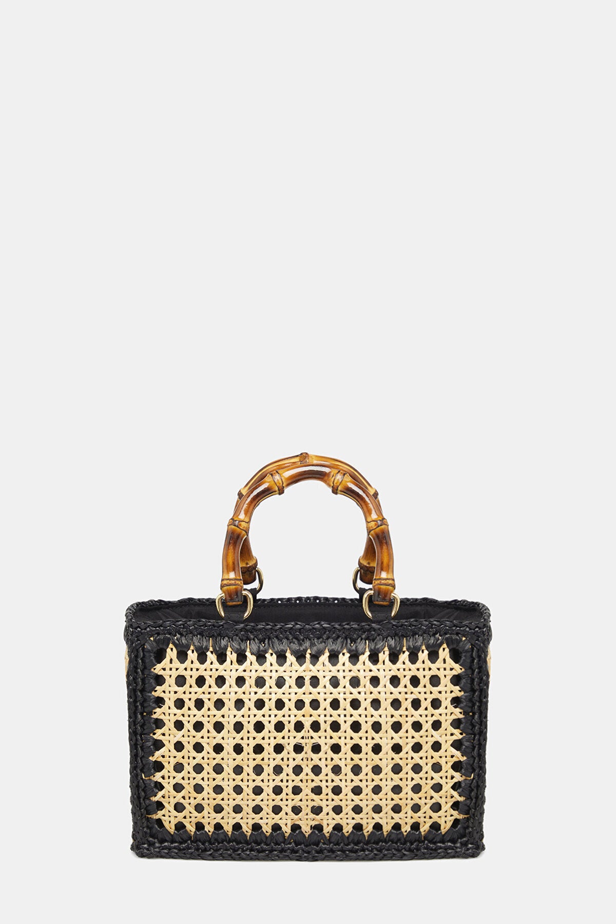 El Yapımı Rattan Örgü Çanta – Bambu Kulplu Doğal Yazlık Model 26x33 Cm CNT1046