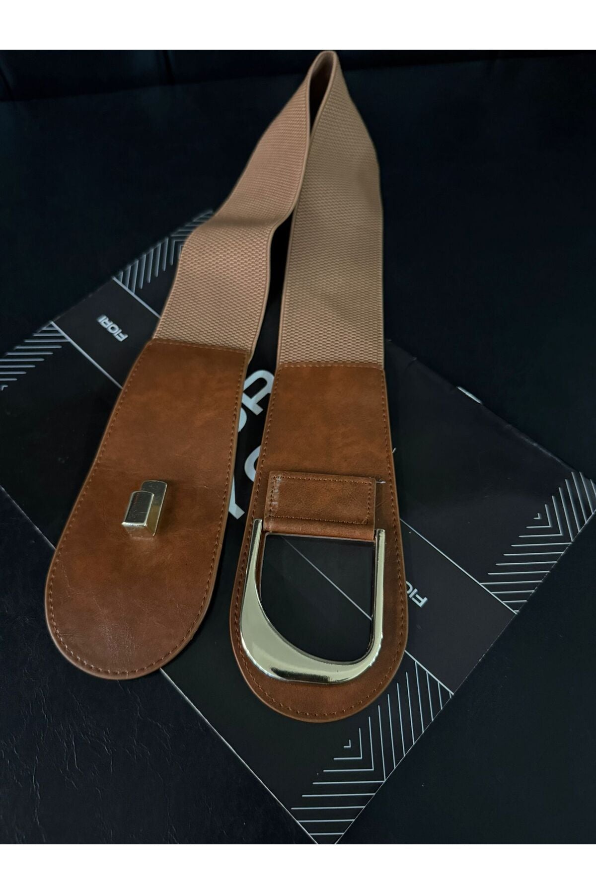 Gold Tokalı Geçmeli Elastik Kadın Kemeri, Ceket Kemeri, Gömlek Kemeri, Elbise Kemeri