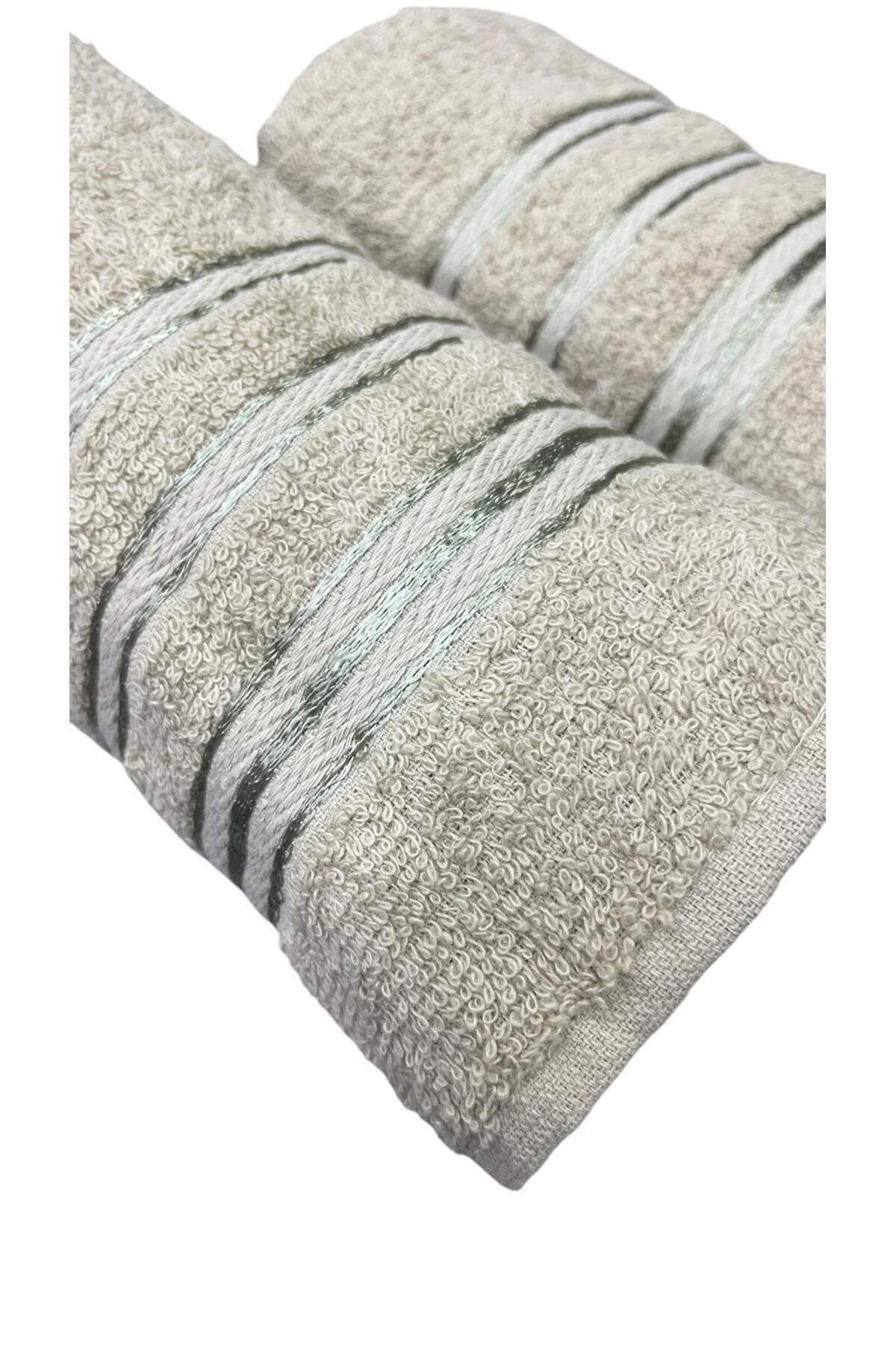 2 PIECE BATH AND HAND TOWEL SET BROWN COTTON
