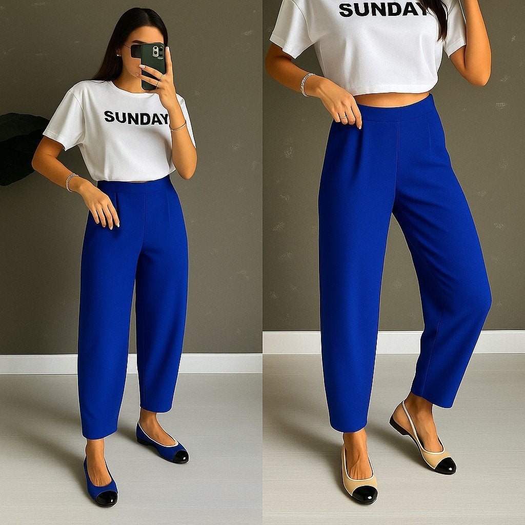 Women's High Waist Crepe Trousers, 27956