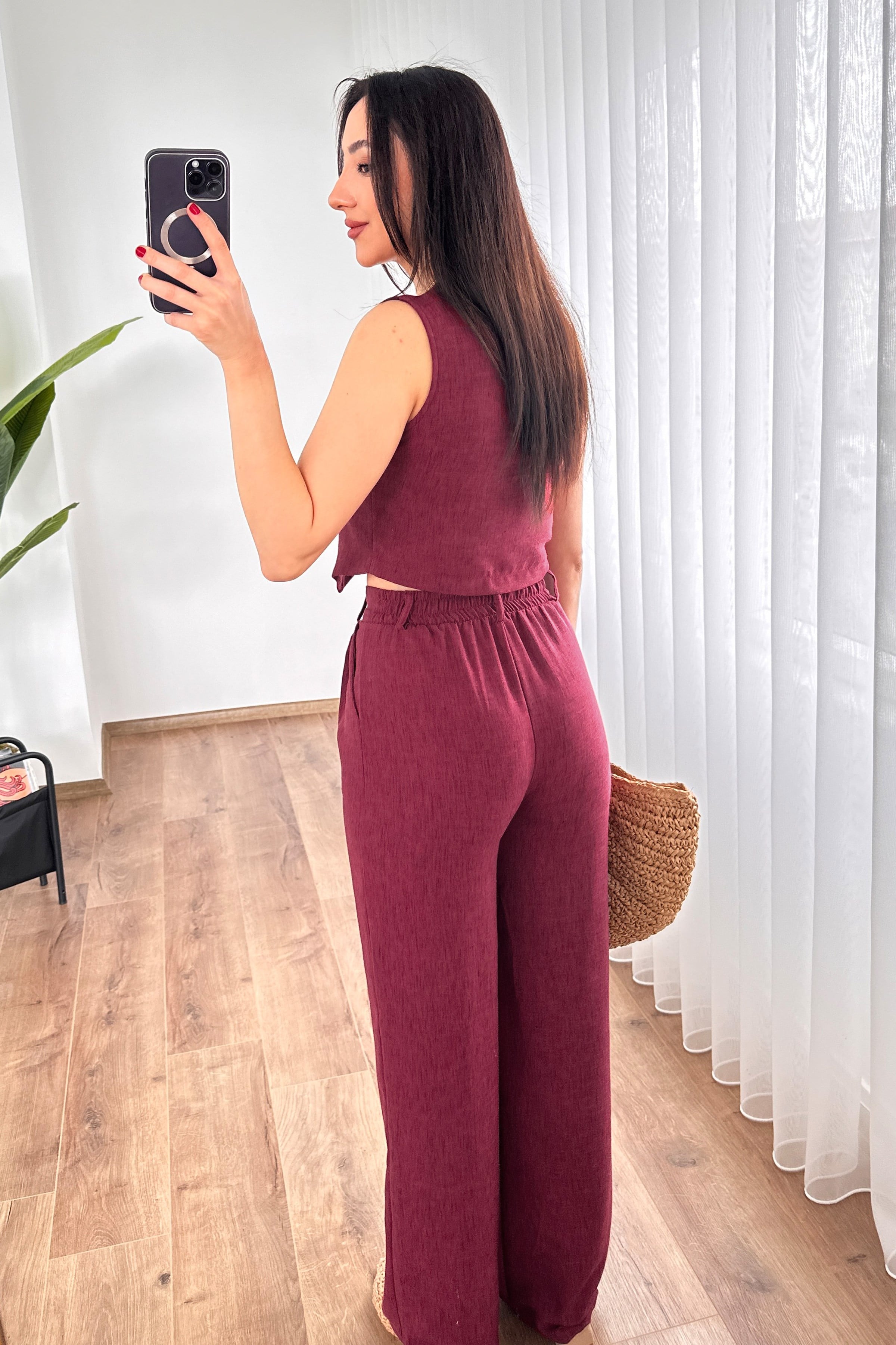 Kırçıllı Desen Bordo Toptan Takım