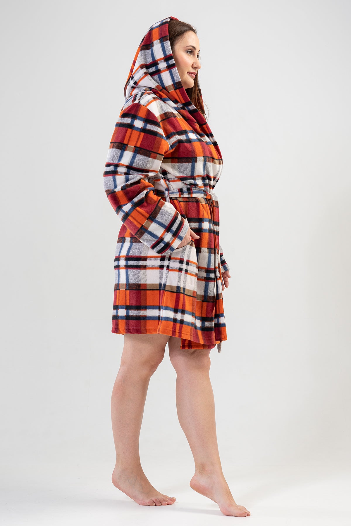 BAYAN POLAR XXL KAPSONLU CEPLI KISA SABAHLIK