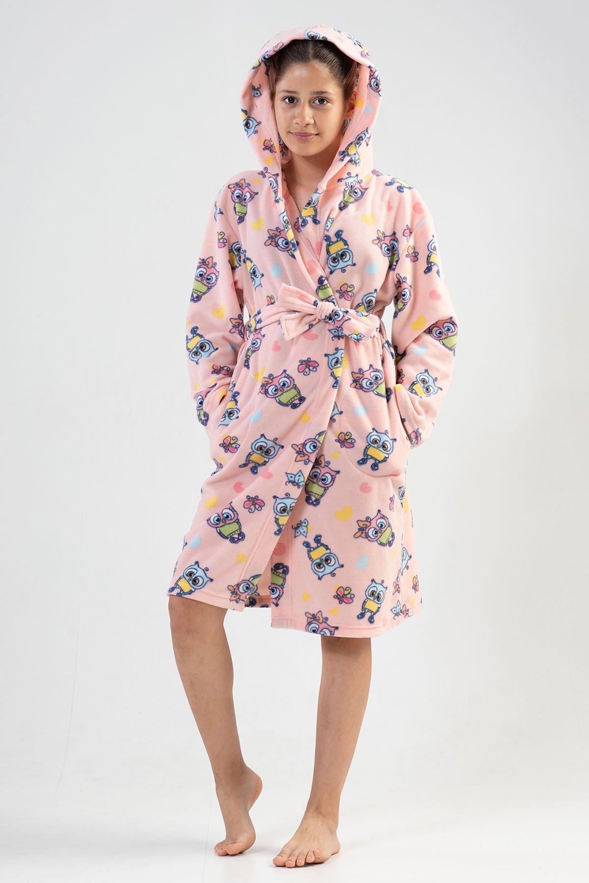KIZ COCUK POLAR KAPSONLU CEPLI SABAHLIK - IMPATIENS PINK