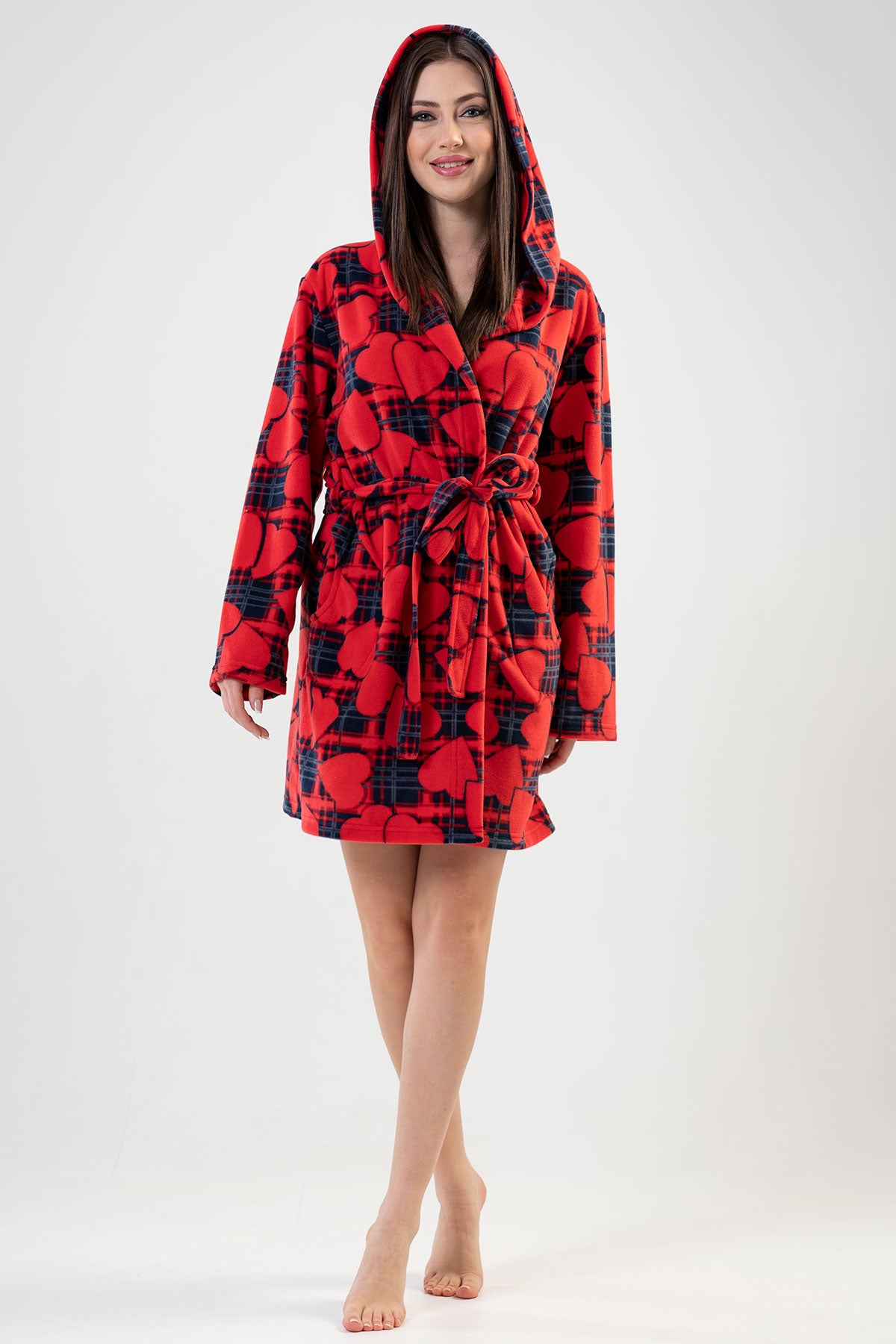 BAYAN POLAR KAPSONLU CEPLI KISA SABAHLIK