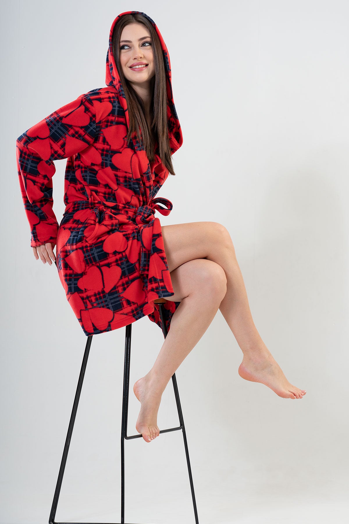 BAYAN POLAR KAPSONLU CEPLI KISA SABAHLIK