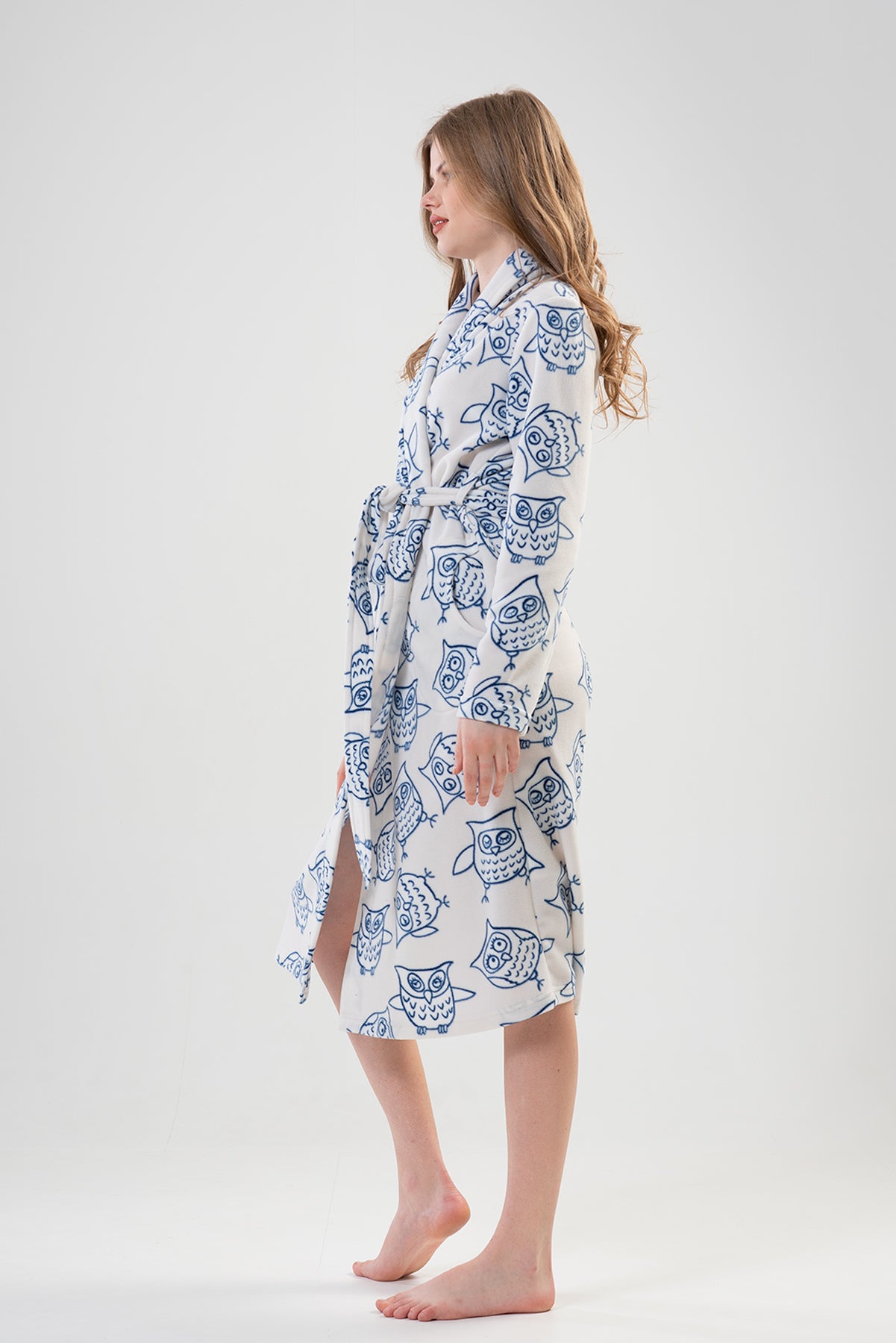 BAYAN POLAR SAL YAKA UZUN KOL UZUN CEPLI SABAHLIK