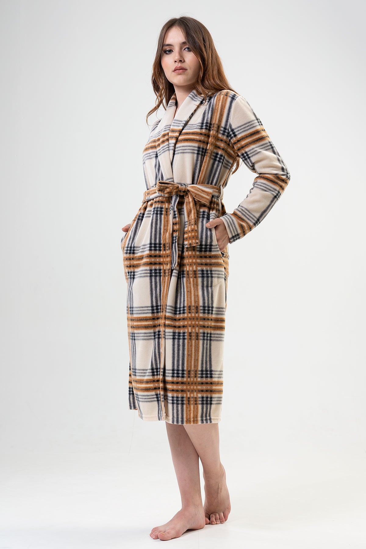 KADIN POLAR SAL YAKA UZUN KOL UZUN SABAHLIK