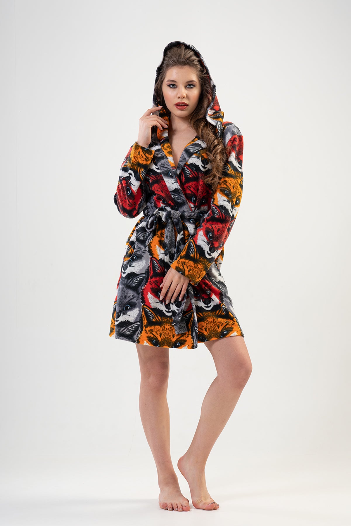 BAYAN POLAR KAPSONLU CEPLI KISA SABAHLIK