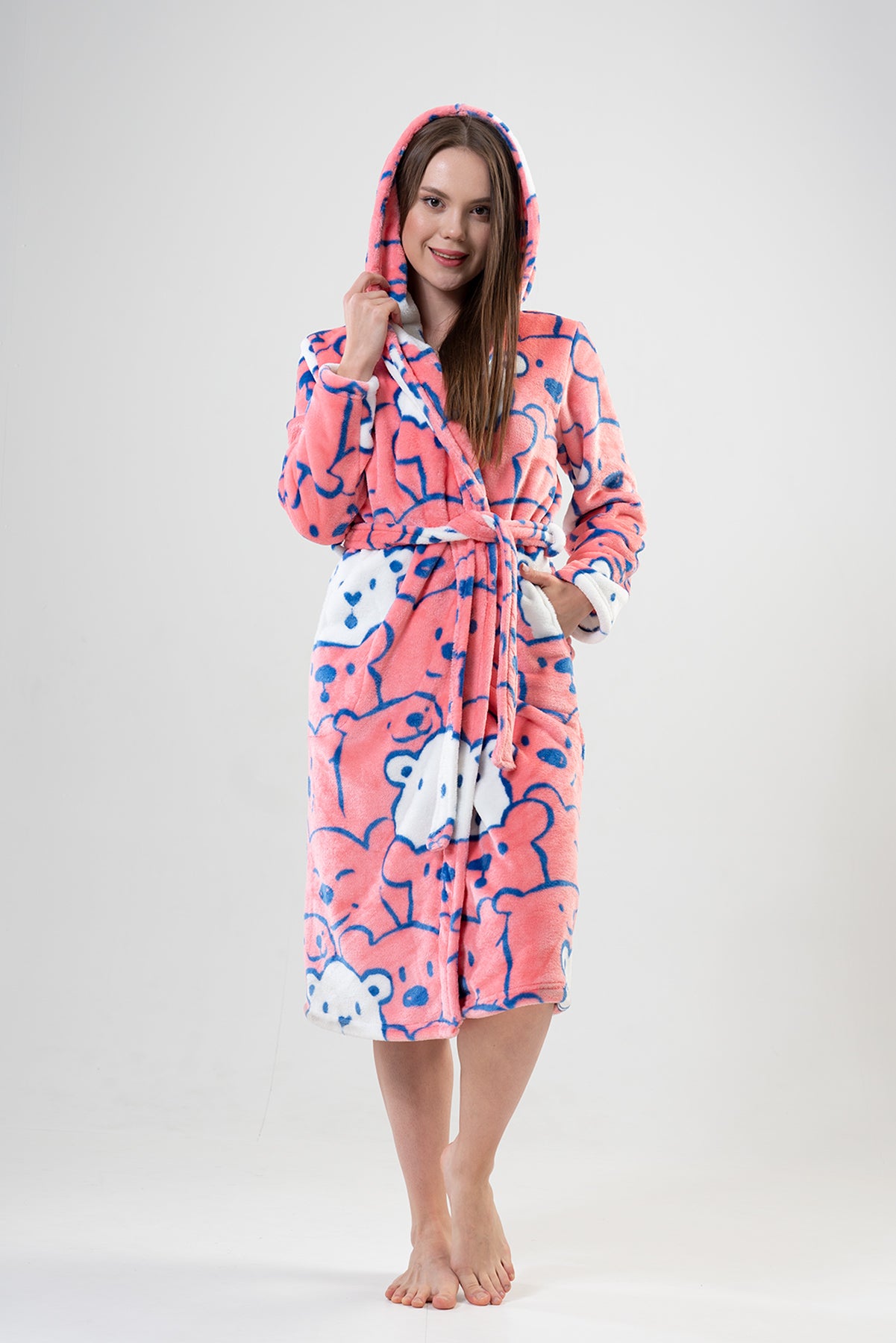 BAYAN SOFT KAPSONLU UZUN KOL CEPLI UZUN SABAHLIK