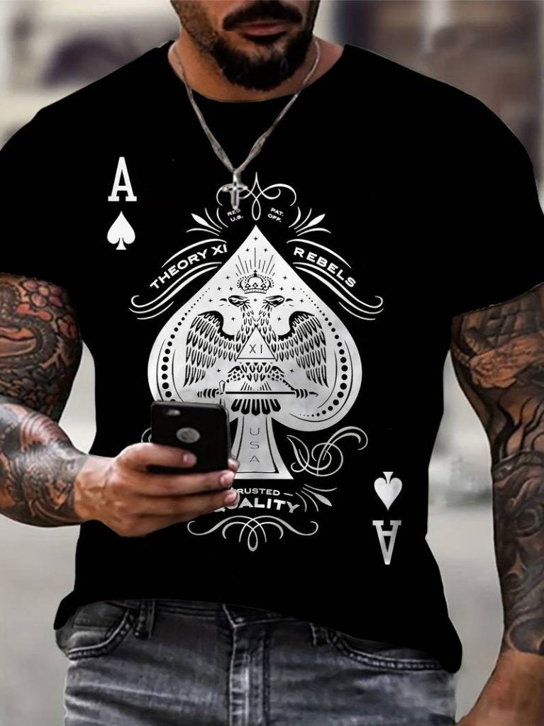 Erkekkısa Kollu Yuvarlak Yaka Desenli Viskon T-shirt, 18489