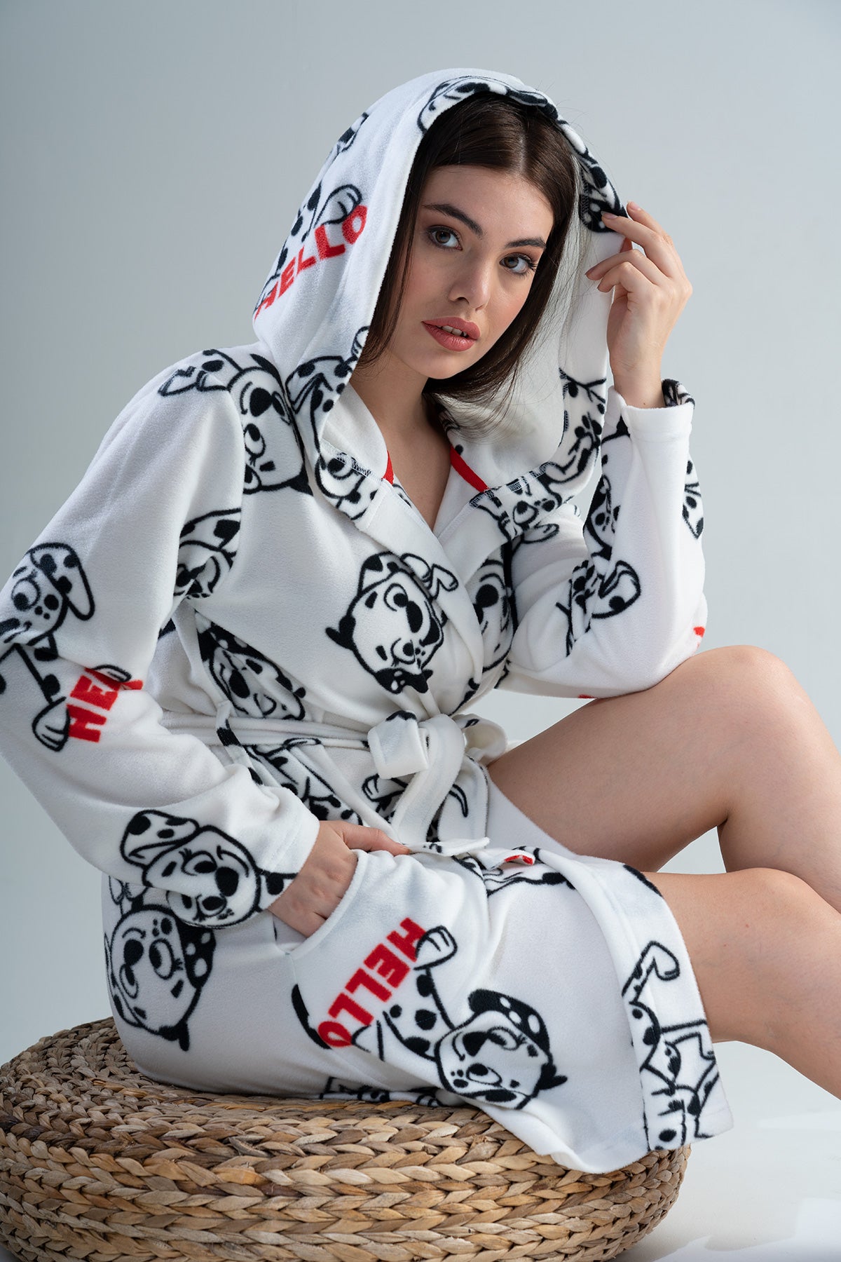 BAYAN POLAR KAPSONLU CEPLI KISA SABAHLIK - BRIGHT WHITE