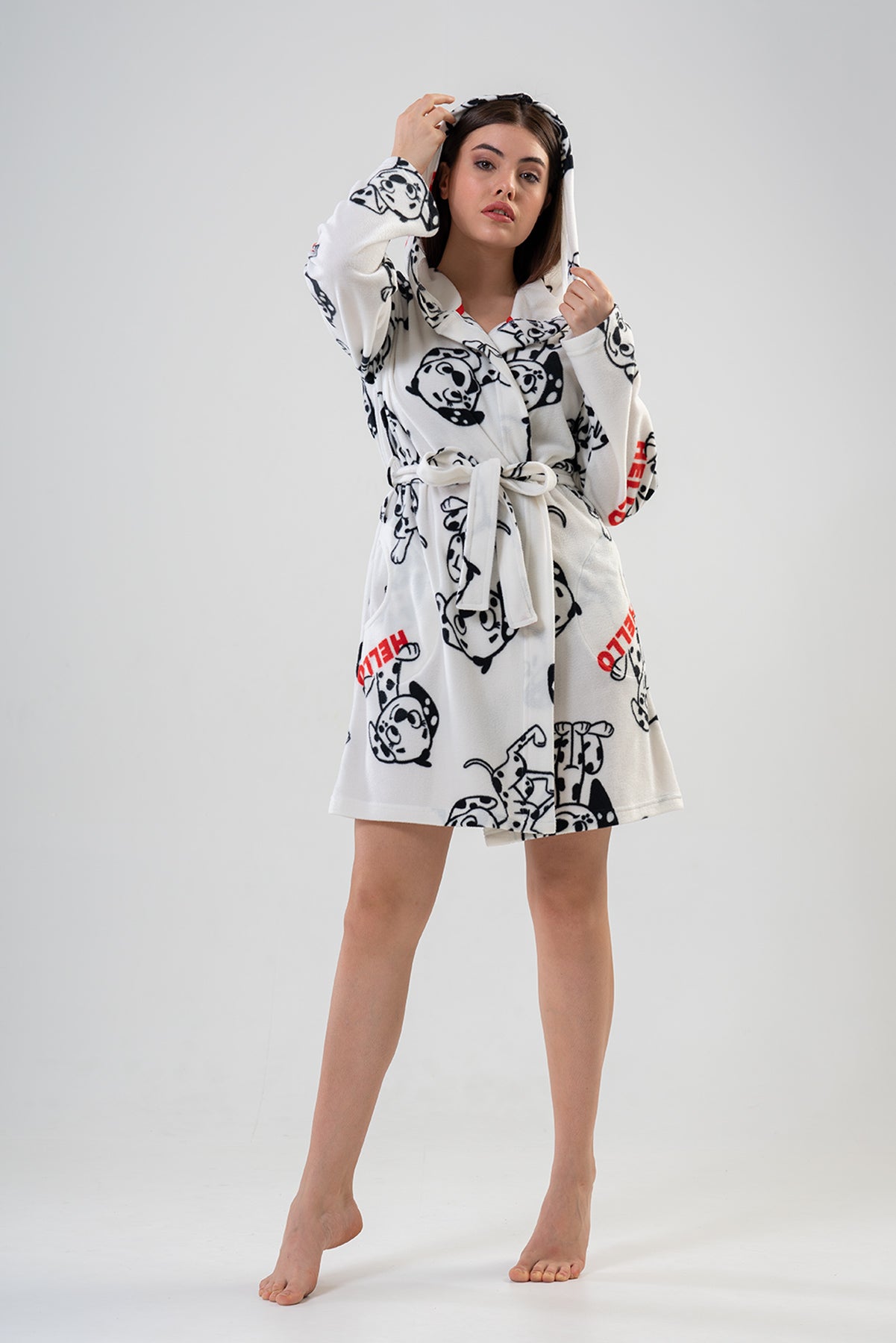 BAYAN POLAR KAPSONLU CEPLI KISA SABAHLIK - BRIGHT WHITE