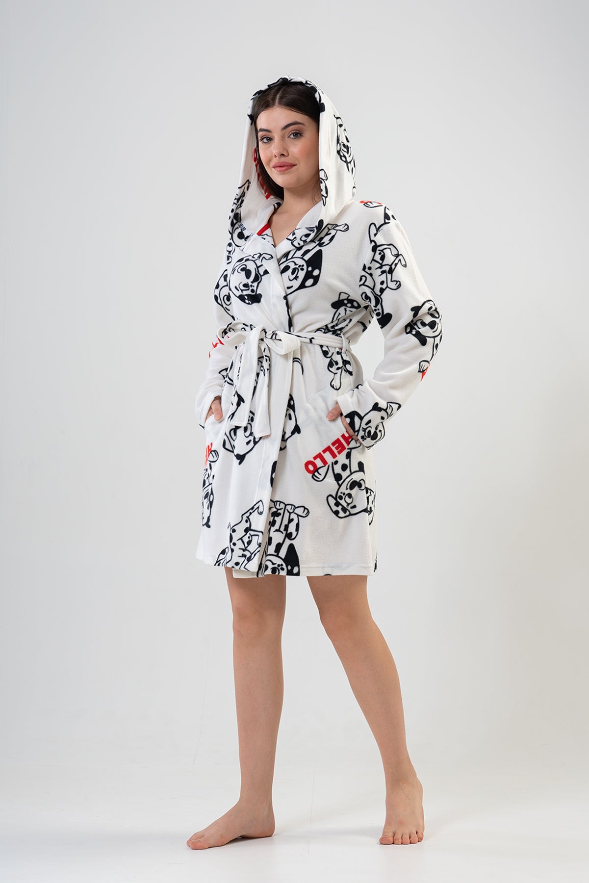 BAYAN POLAR KAPSONLU CEPLI KISA SABAHLIK - BRIGHT WHITE